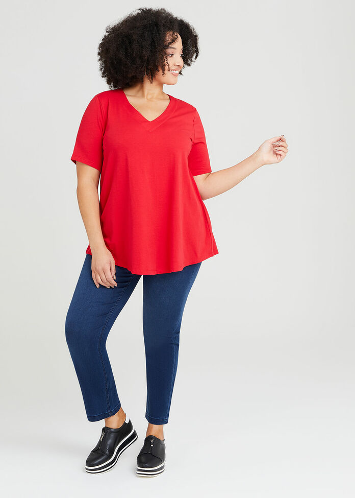 Organic V-neck Swing Basic Tee, , hi-res