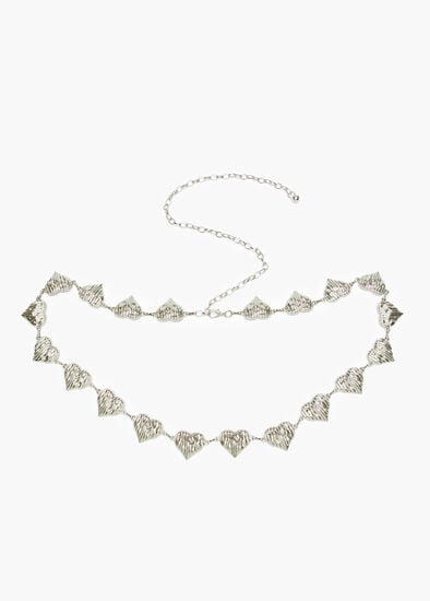 Plus Size Silver Heart Chain Belt