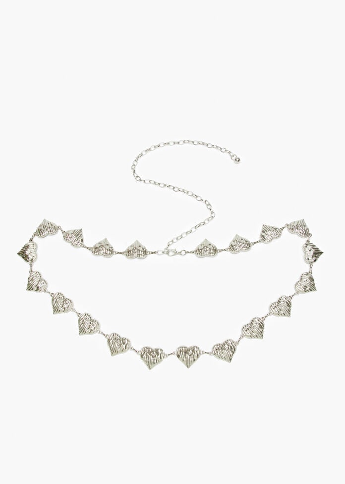 Silver Heart Chain Belt, , hi-res