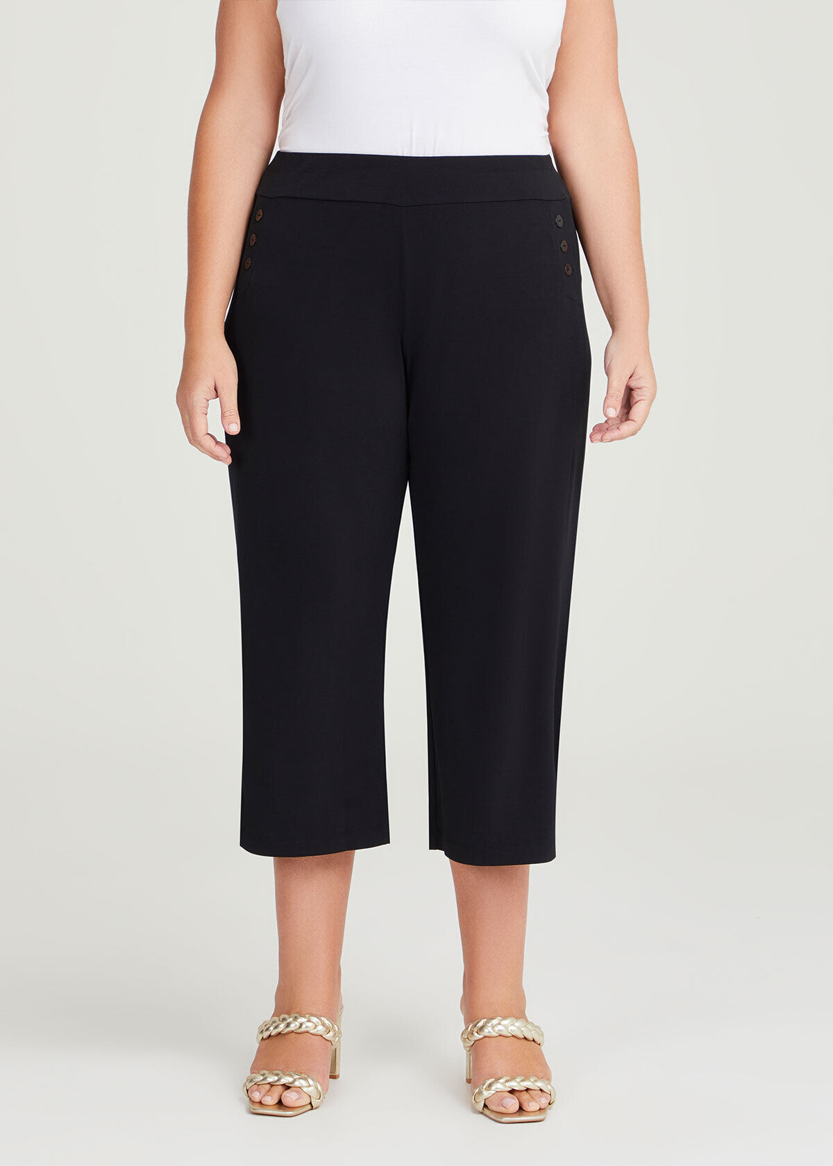 Shop Plus Size Button Culotte Pant in Black Taking Shape AU