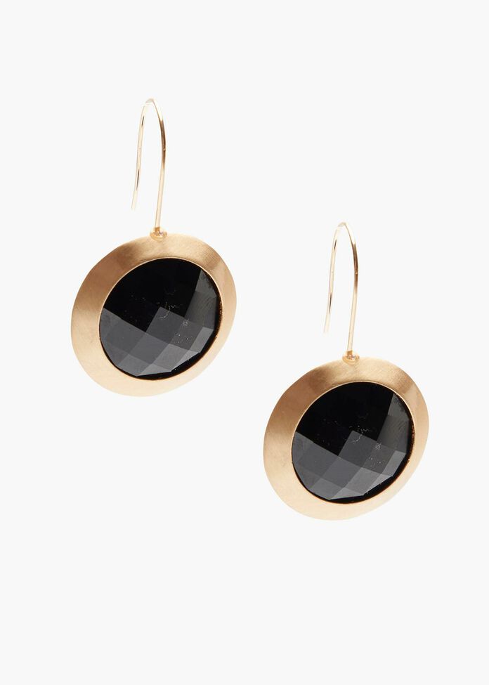 Gold Faceted Earrings, , hi-res