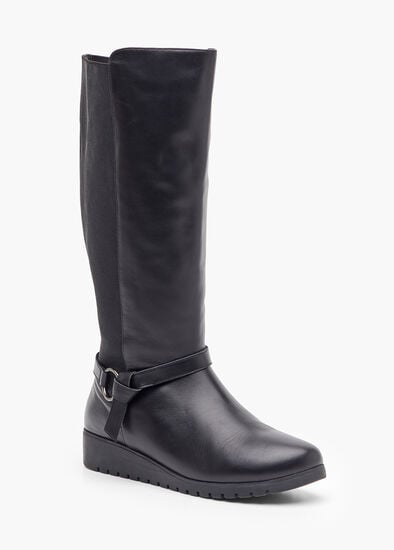 Plus Size Leather Knee High Boot