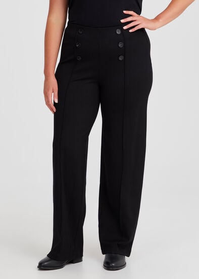 Plus Size Petite Ponte Wide Leg Pintuck Pant