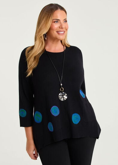 Plus Size Felt Spot Natural Tulip Jumper