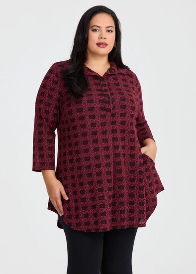 Plus Size Check Luna Textured Revival Tunic