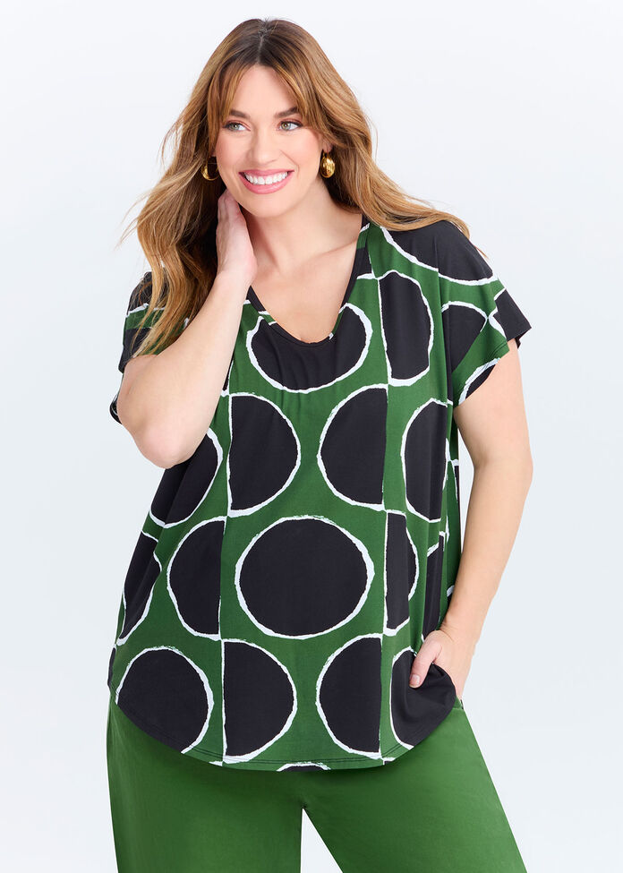 Cotton Abstract Spot T-shirt, , hi-res