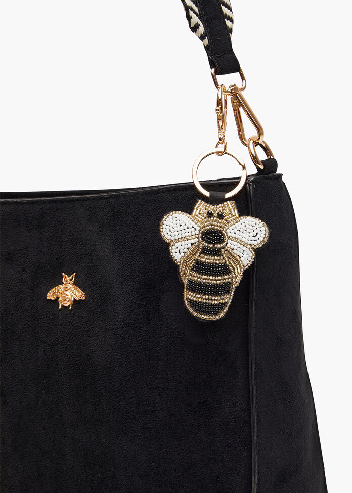 Embroidered Bee Bag Charm, , hi-res
