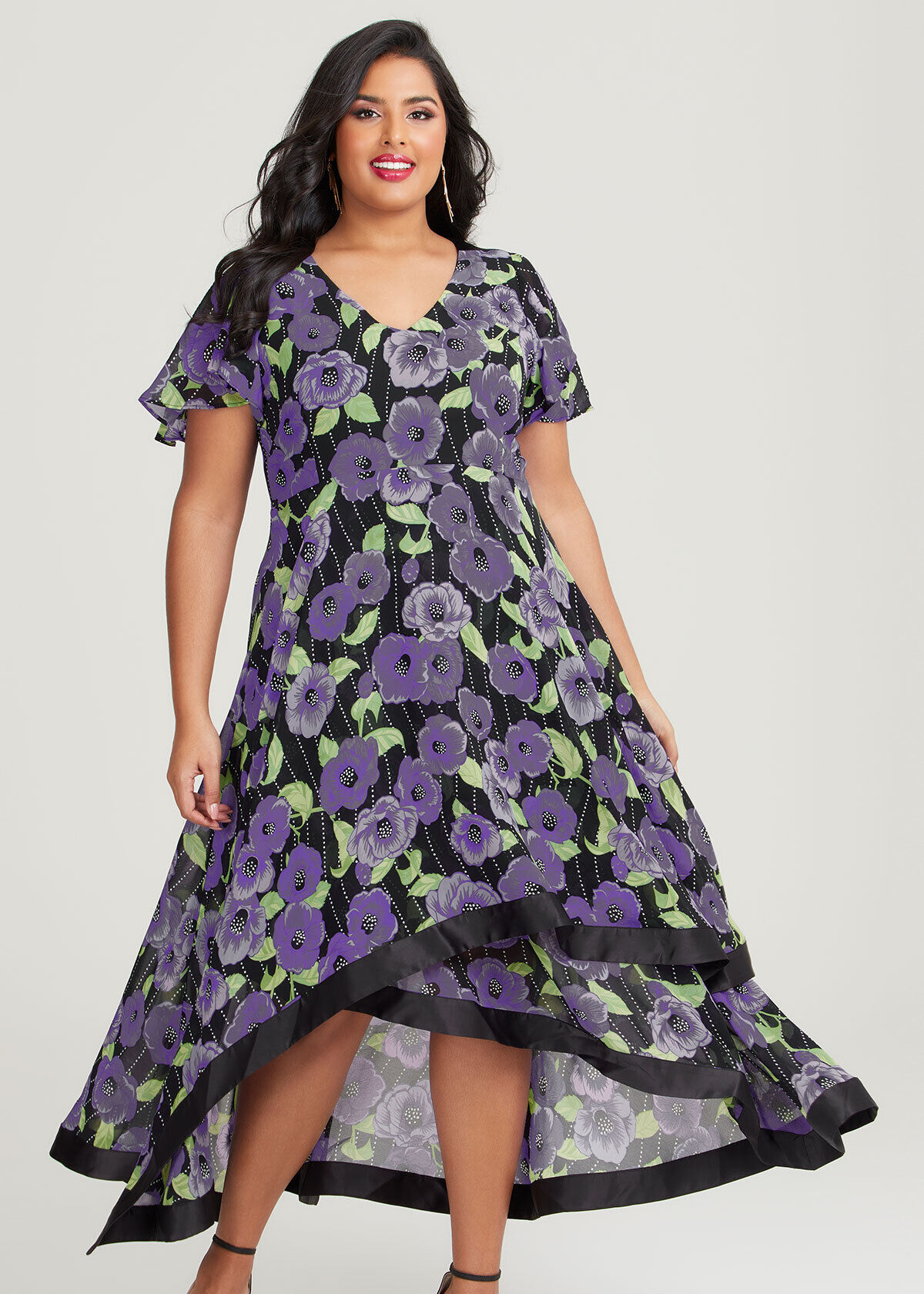 Plus size floral chiffon maxi dress deals