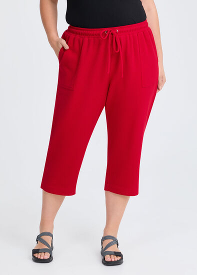Plus Size Waffle Pull On Crop Pant