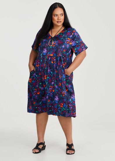 Plus Size Crinkle Print Dress