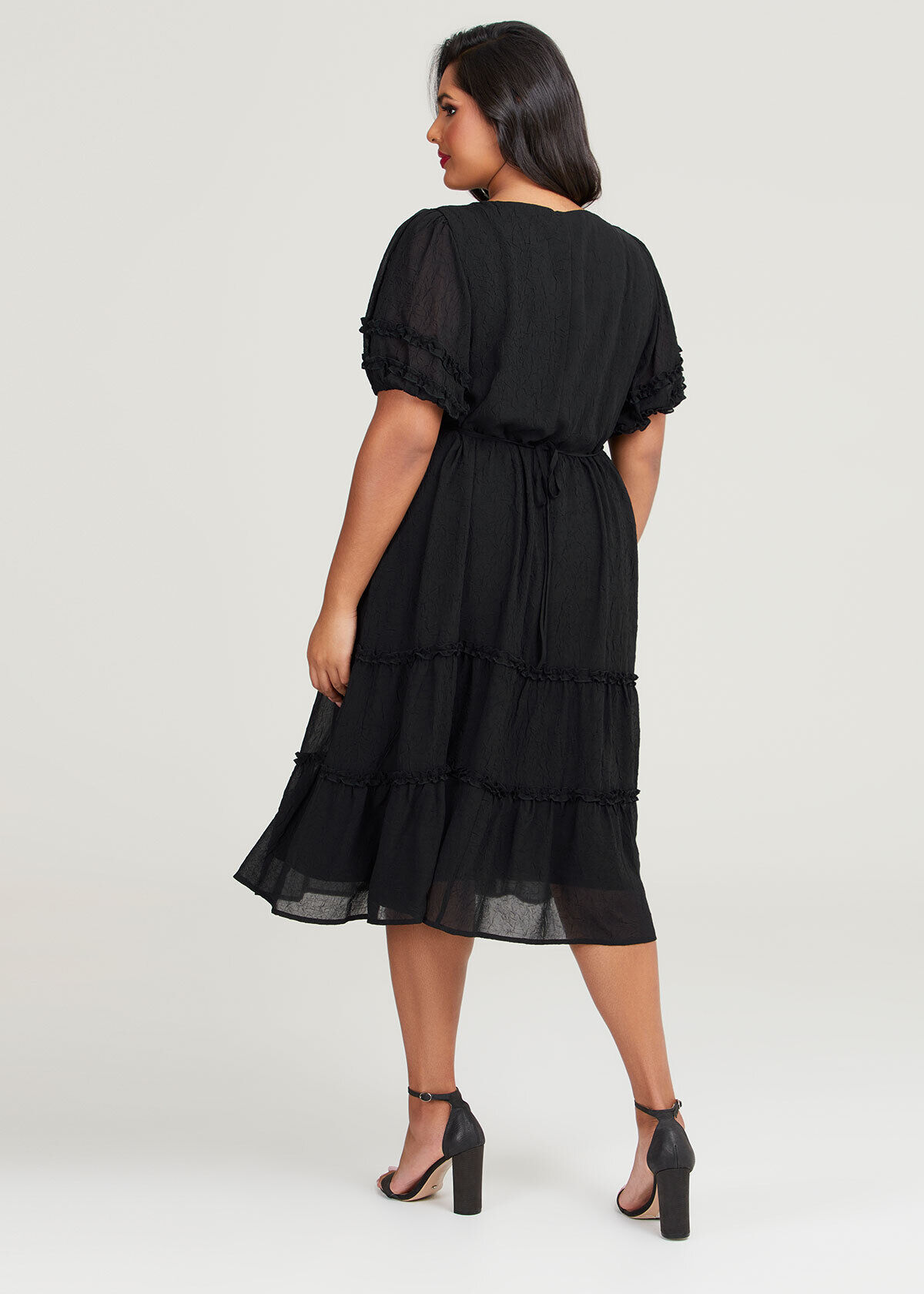 Tiered chiffon dress plus size store