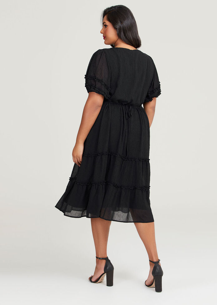 Shop Plus Size Bella Chiffon Frill Tier Dress in Black | Taking Shape AU