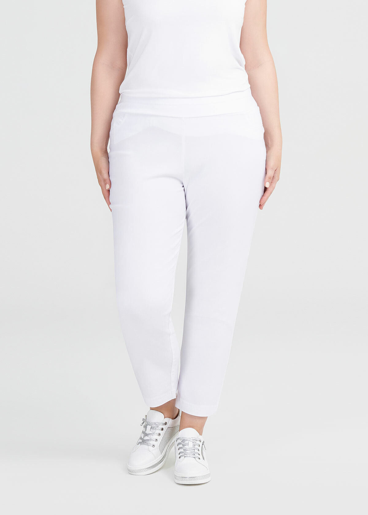 Shop Plus Size Expose Trouser in White Sizes 12 30 Taking Shape UK