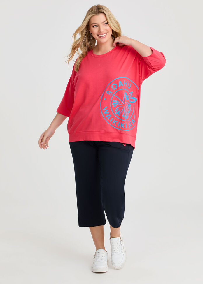 Cotton Hibiscus Sweatshirt, , hi-res