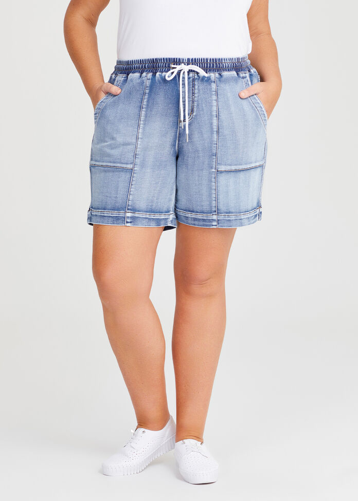 Cotton Tie Denim Short, , hi-res