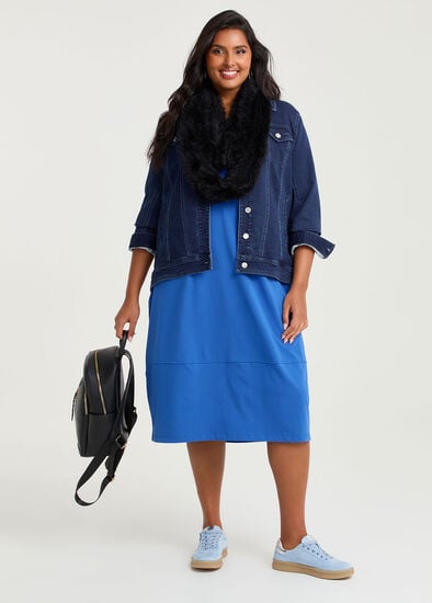 Plus Size Cotton Talia Short Slv V-neck Dress