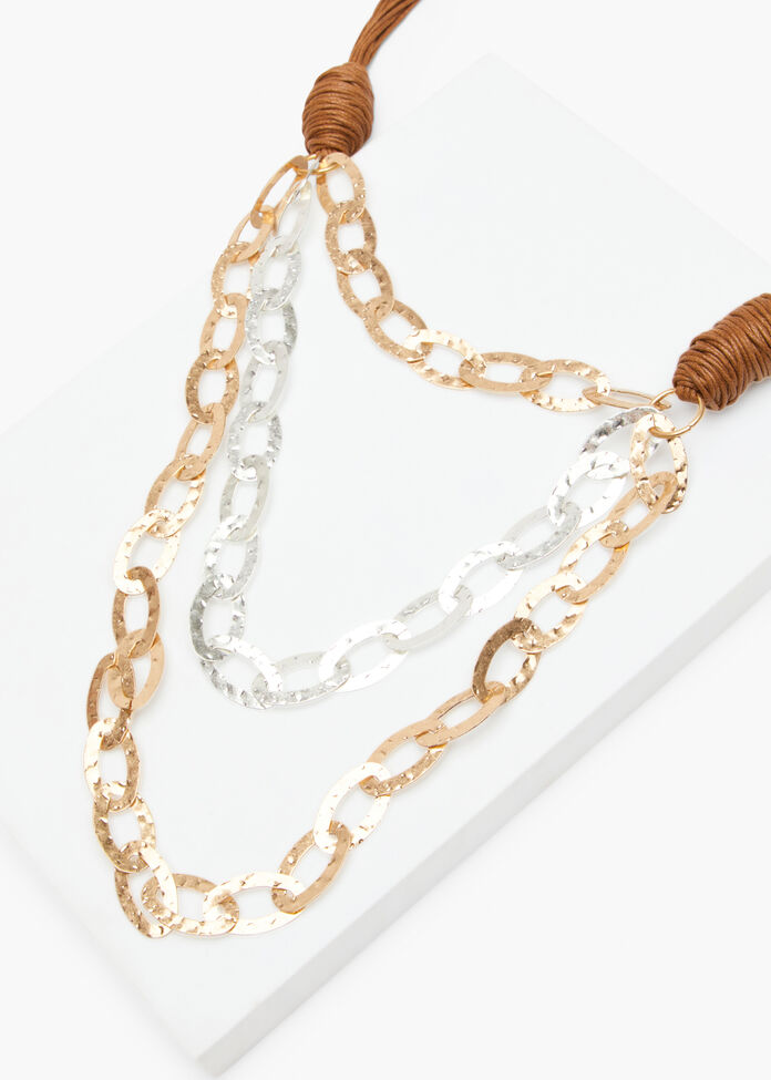 Mixed Metal Layered Rope Necklace, , hi-res