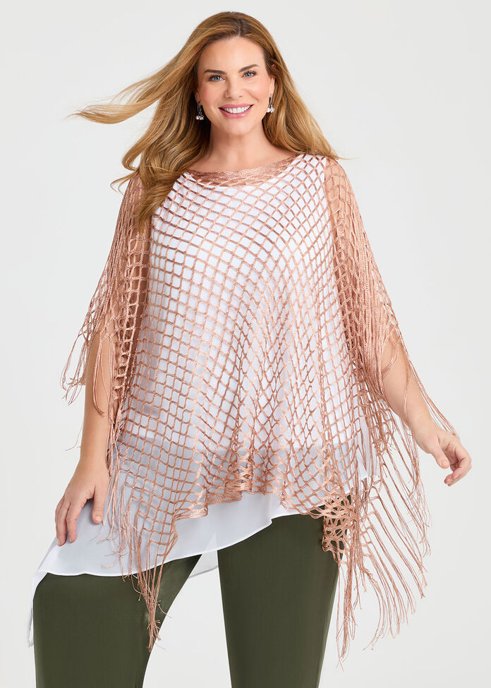 Dressy Crochet Poncho, , hi-res