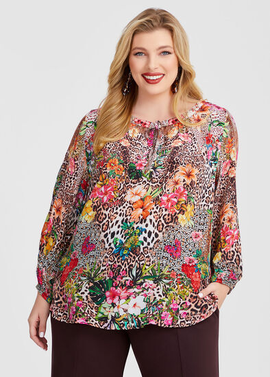 Plus Size Natural Floral Oasis Top