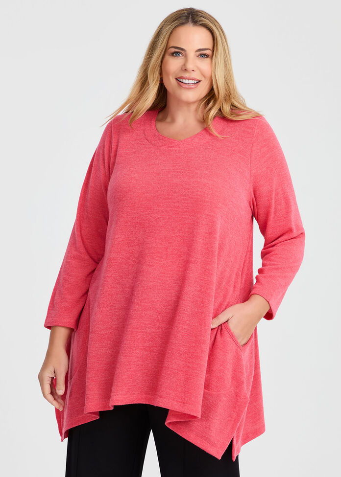 Snug Cube Hem Tunic, CORAL, hi-res