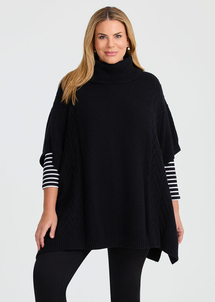 Shop Geo Knit Poncho in Black Accessories Taking Shape AU