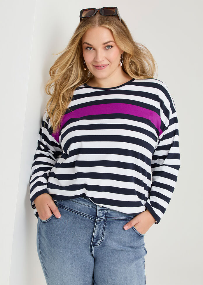Cotton Colour Block Top, , hi-res