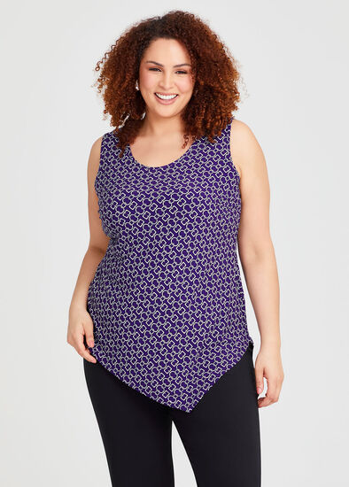 Plus Size Printed Mix Media Tank