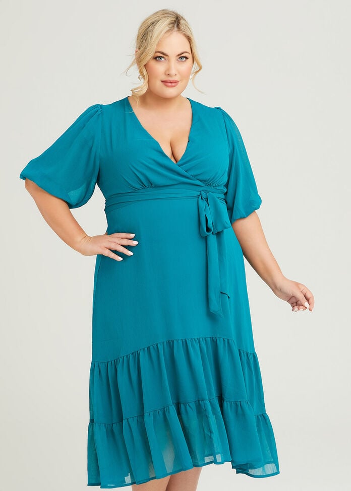 Shop Plus Size Delia Wrap Cocktail Dress in Blue | Taking Shape AU