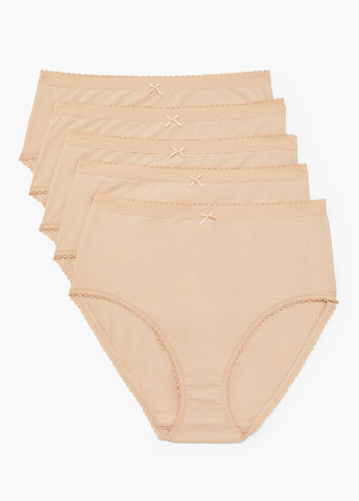 Plus Size 5 Pack Cotton Solid Briefs