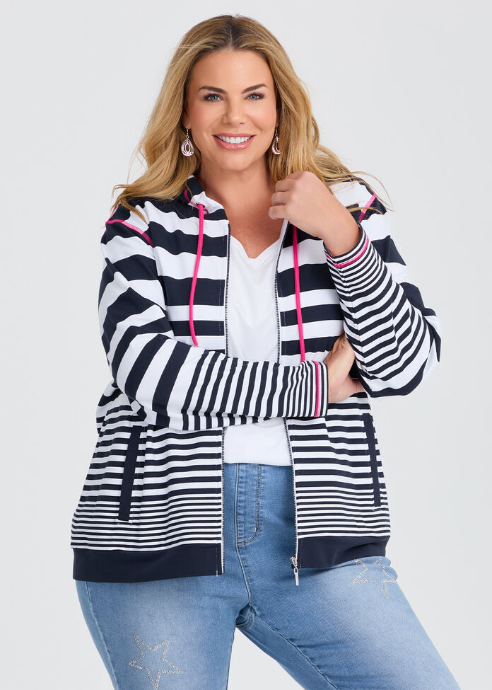 Adult Large Moth & Stripe Zip Hoodie main image 1