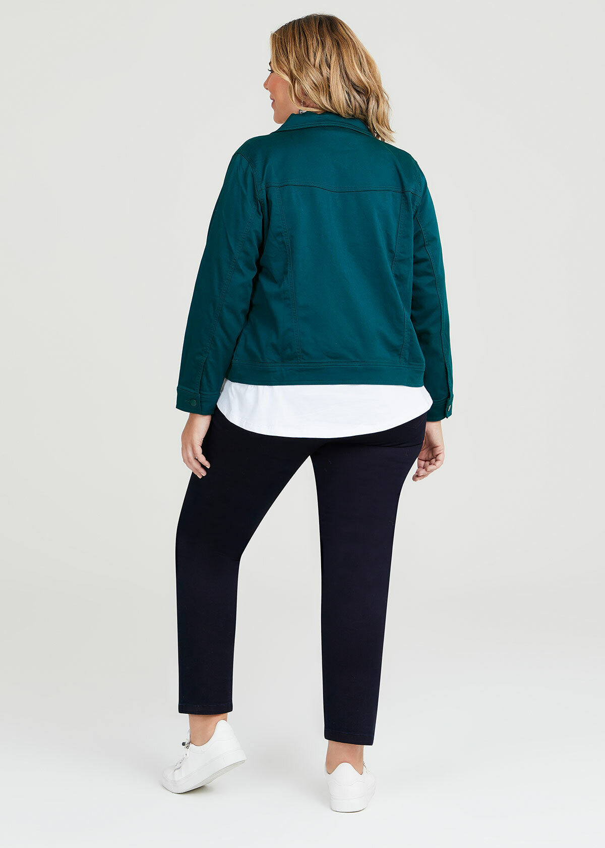 Shop Plus Size Coloured Classic Denim Jacket in Green Taking Shape AU