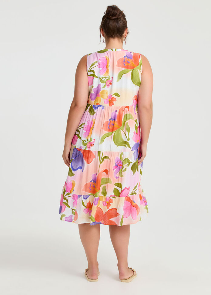 Natural Watercolour Blooms Dress, , hi-res