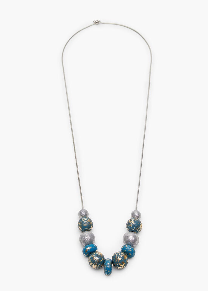 Polymer Teal Tones Clay Necklace, , hi-res