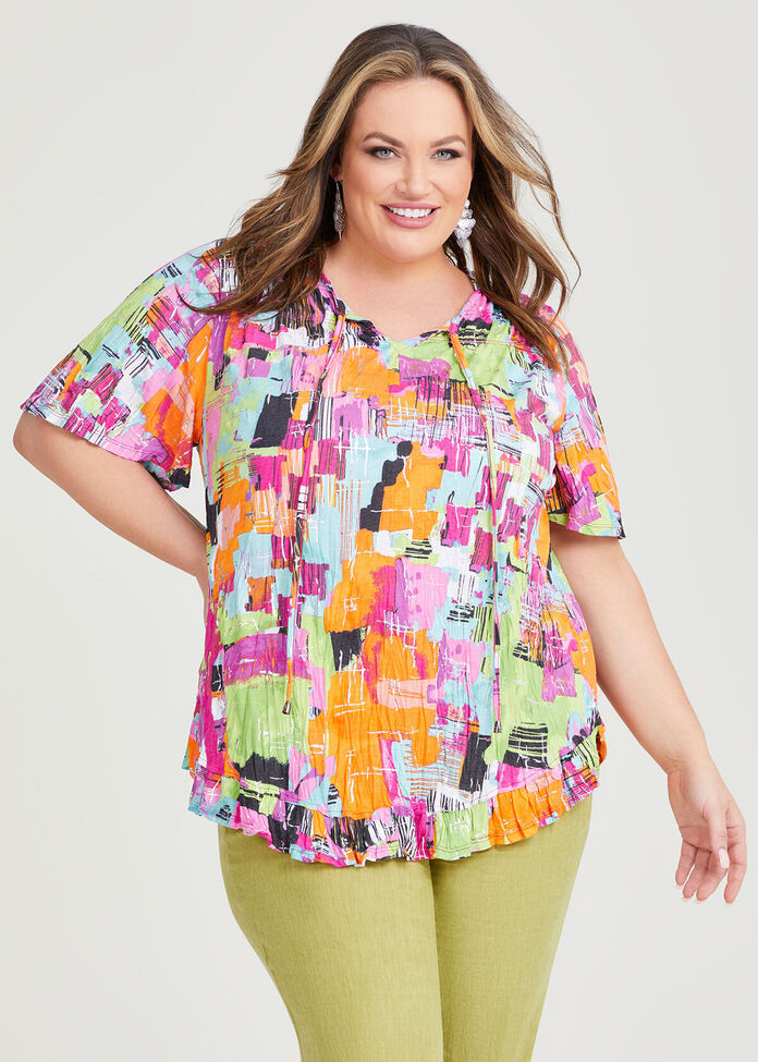 Shop Plus Size Abstract Bamboo & Foil Crush Top in Multi | Taking Shape AU