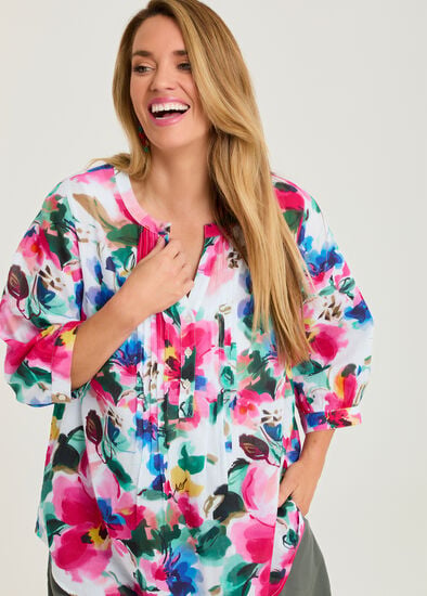 Plus Size Cotton Bloomfield Pintuck Top
