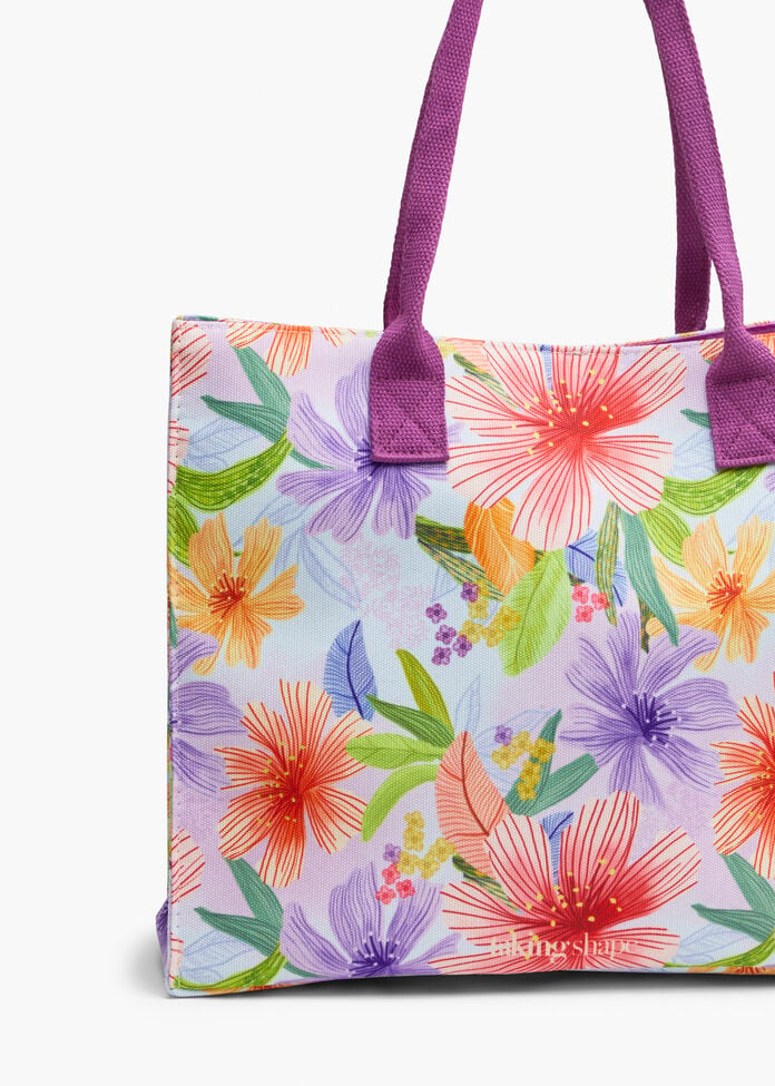 Floral Structured Tote Bag, , hi-res