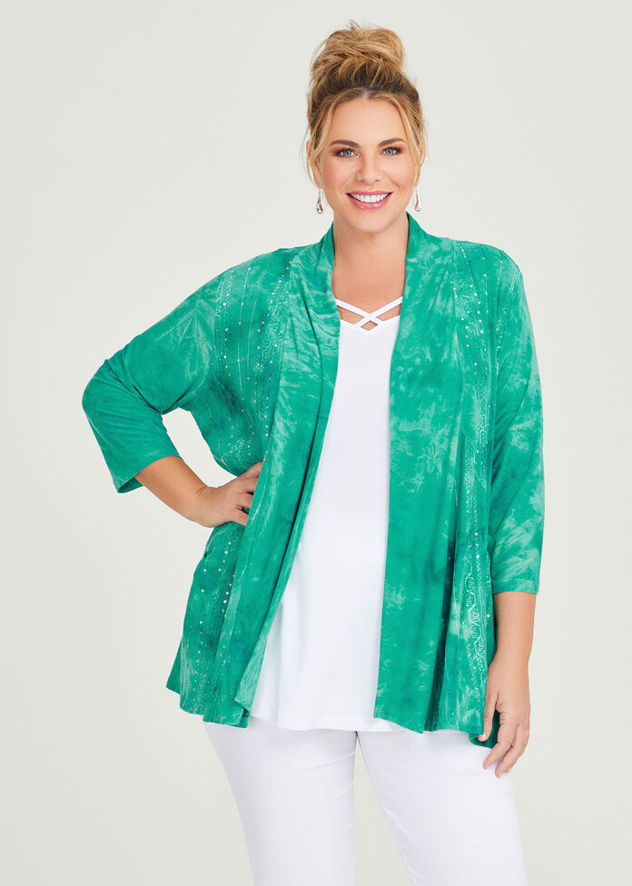 Shop Plus Size Sequin Tie Dye Cardigan in Green | Taking Shape AU