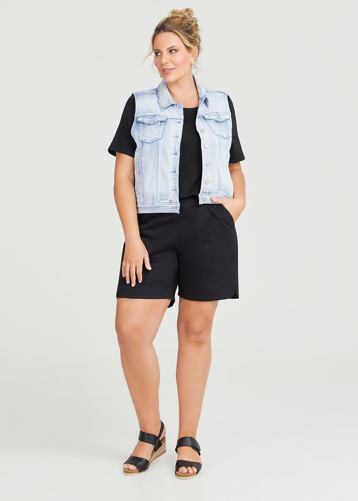 Cotton Blend Classic Denim Vest