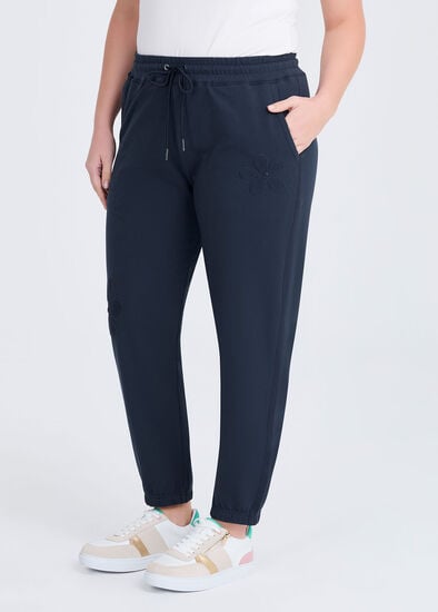 Plus Size Cotton Flower Applique Trackpant