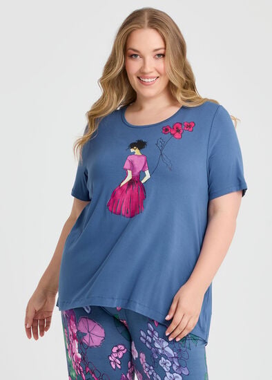 Plus Size Bamboo Summer Bloom Pyjama Top