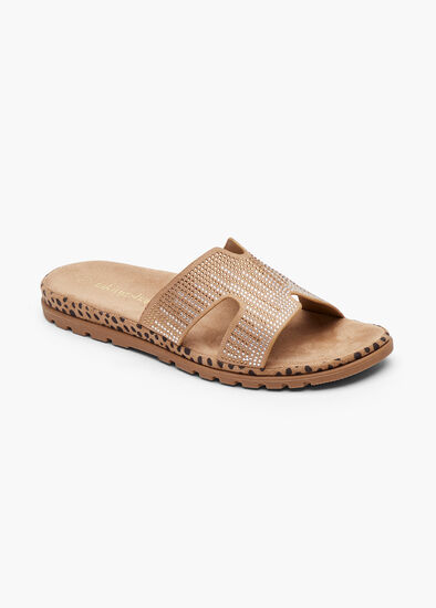 Plus Size Tan Bling Flex Slide