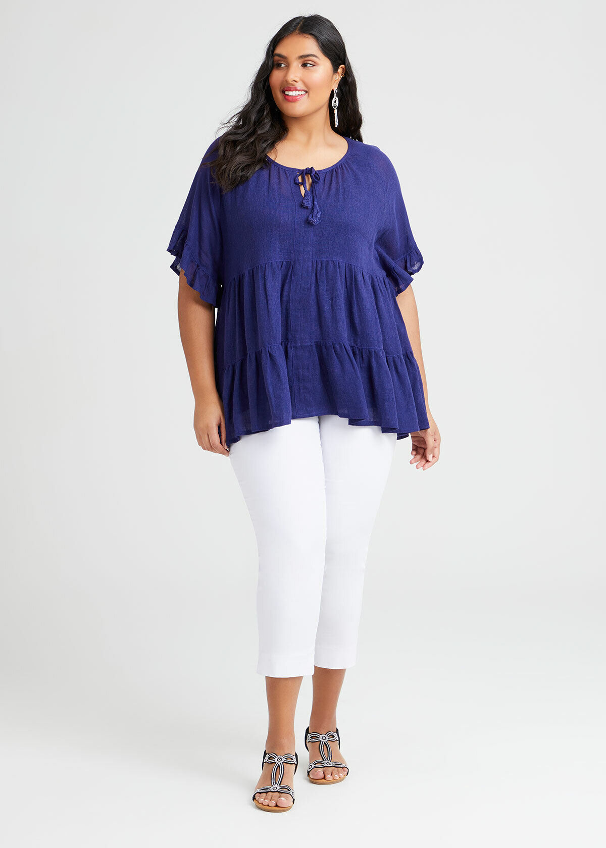 Shop Linen Acland Boho Top in Brown in 