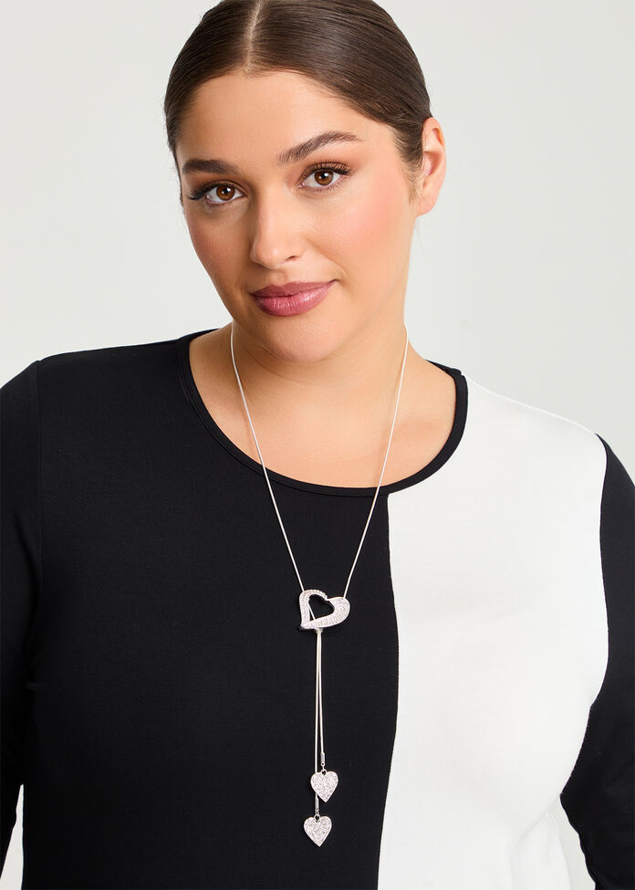 Diamante Heart Lariat Necklace, , hi-res