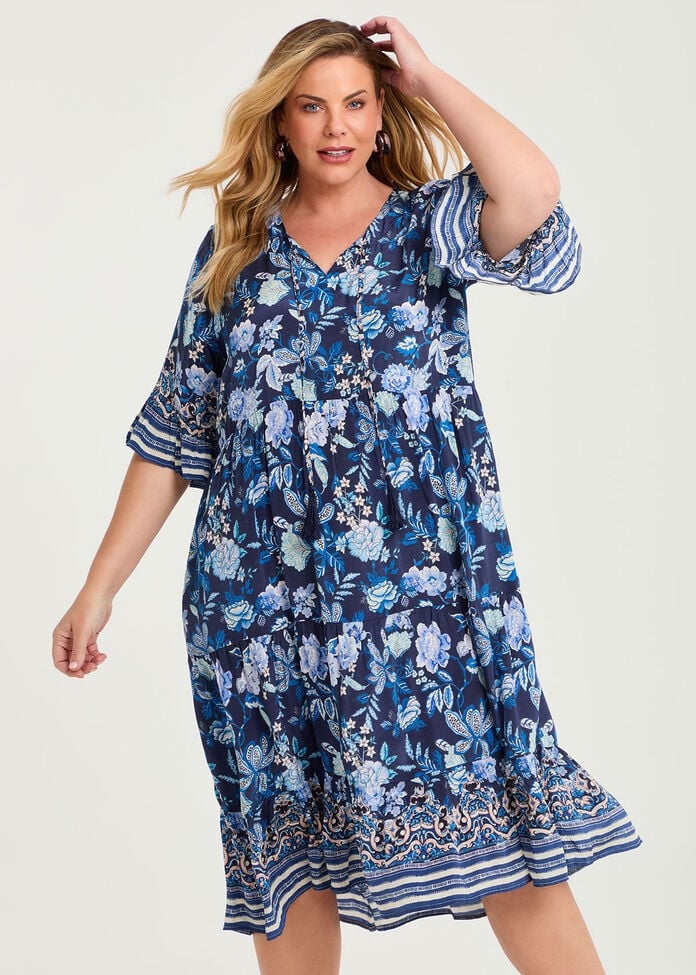 Natural Enchanted Floral Dress, , hi-res