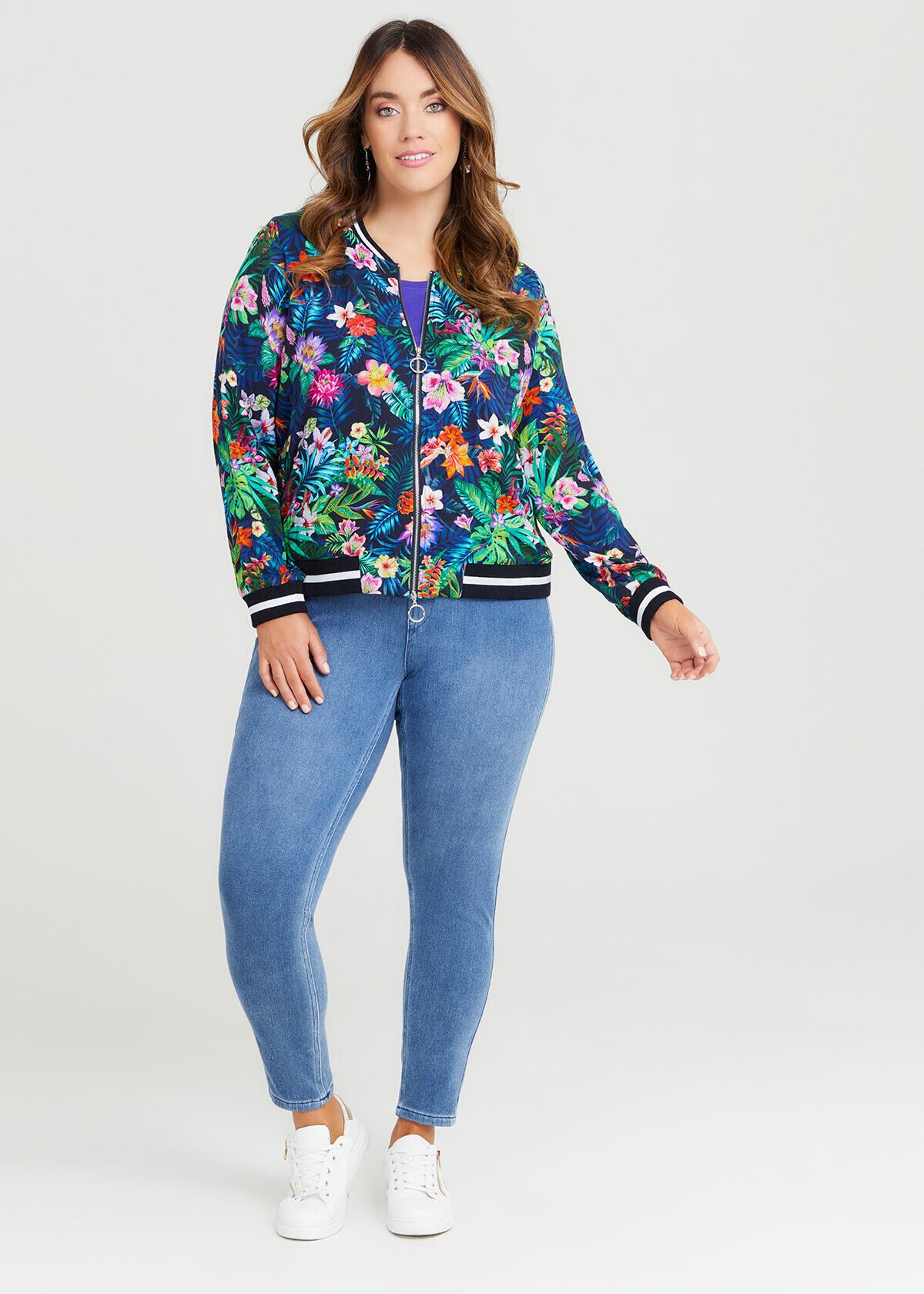 Floral bomber jacket outlet womens plus size