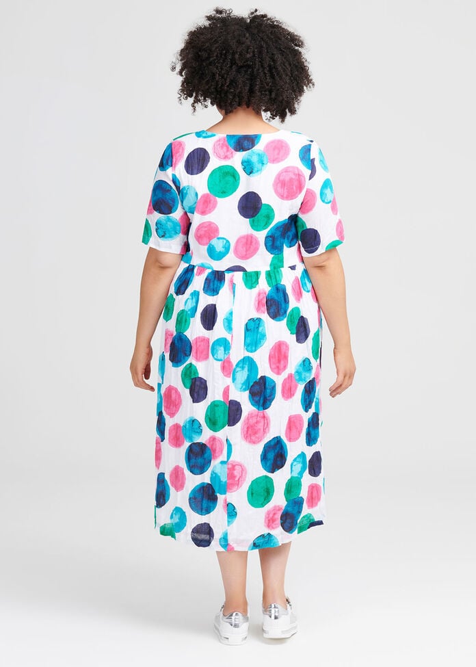 Cotton Abstract Art Dress, , hi-res