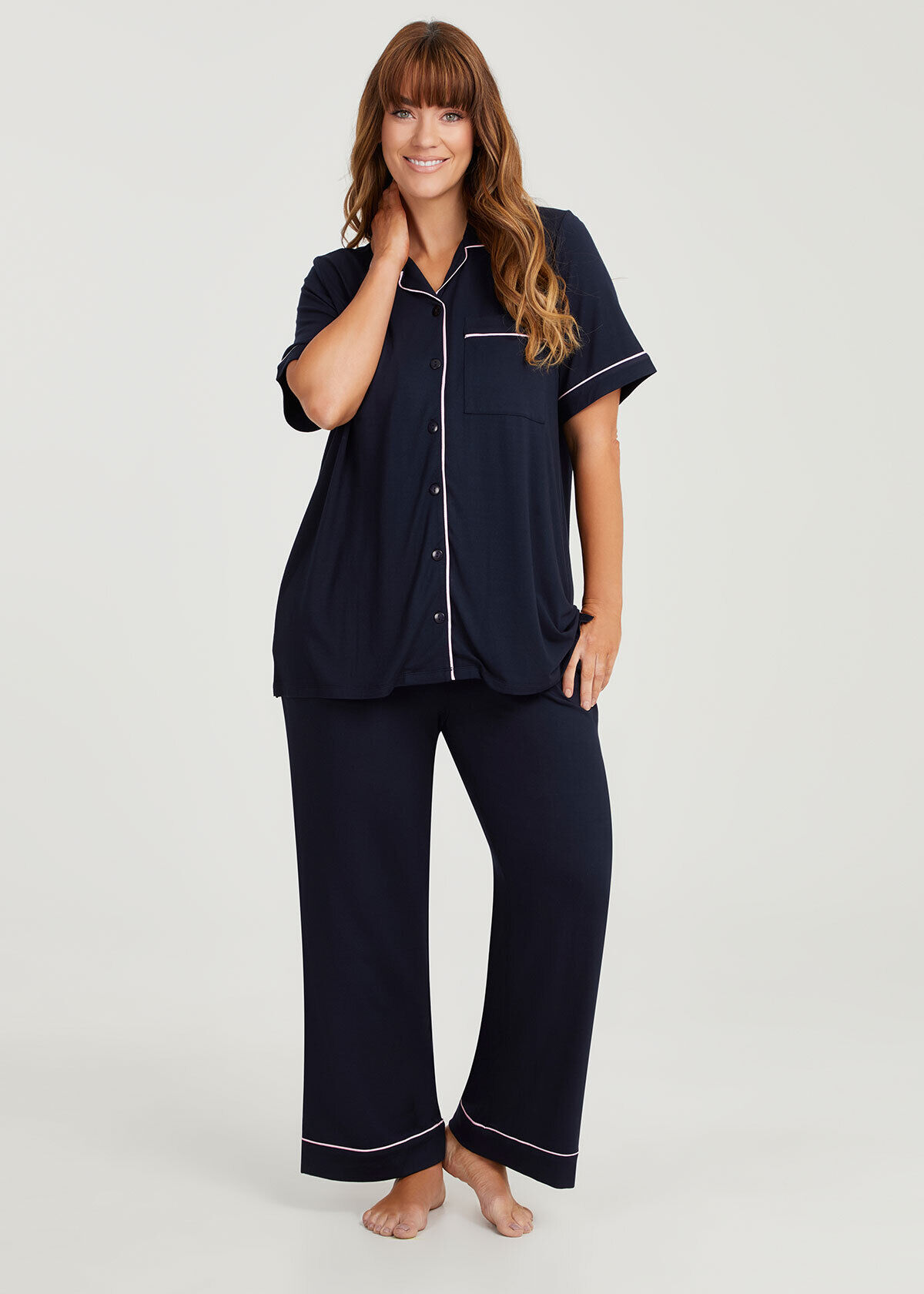 Shop Plus Size Modal Soft Touch Pyjama Top, Black | Taking Shape AU