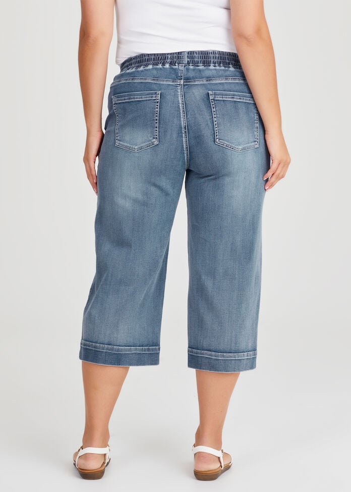 Shop Plus Size Pintuck Wide Leg Crop Jean, Blue Taking Shape AU