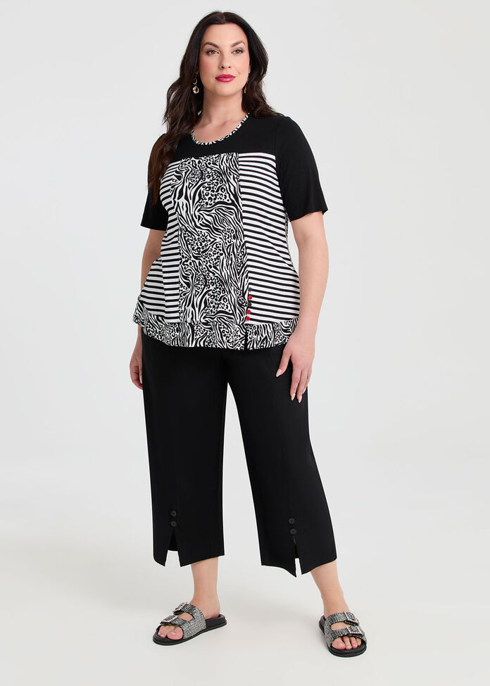 Natural Stripe Abstract Top, , hi-res