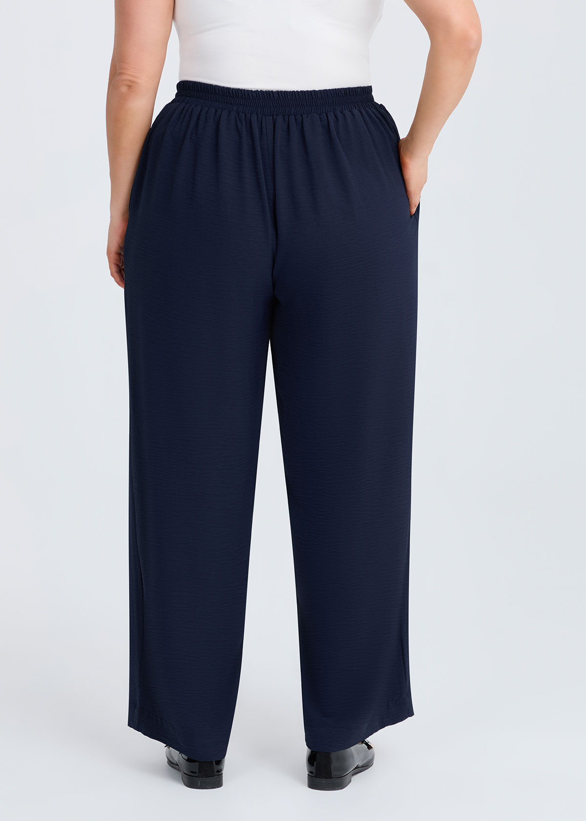 Shop Plus Size Soft Drape Deanna Wide Leg Pant, Navy | Taking Shape AU